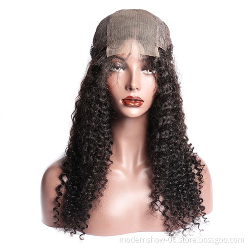 unprocessed virgin indian hair 4*4 curly closure lace wig for black women